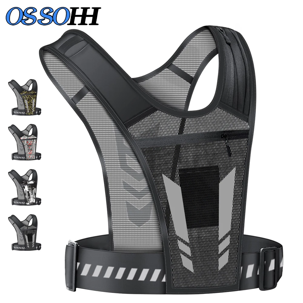OSSOHH 1Pcs Running Vest, Ultralight Reflective Running Vest Chest Pack for Trail Running Hiking, Women & Men