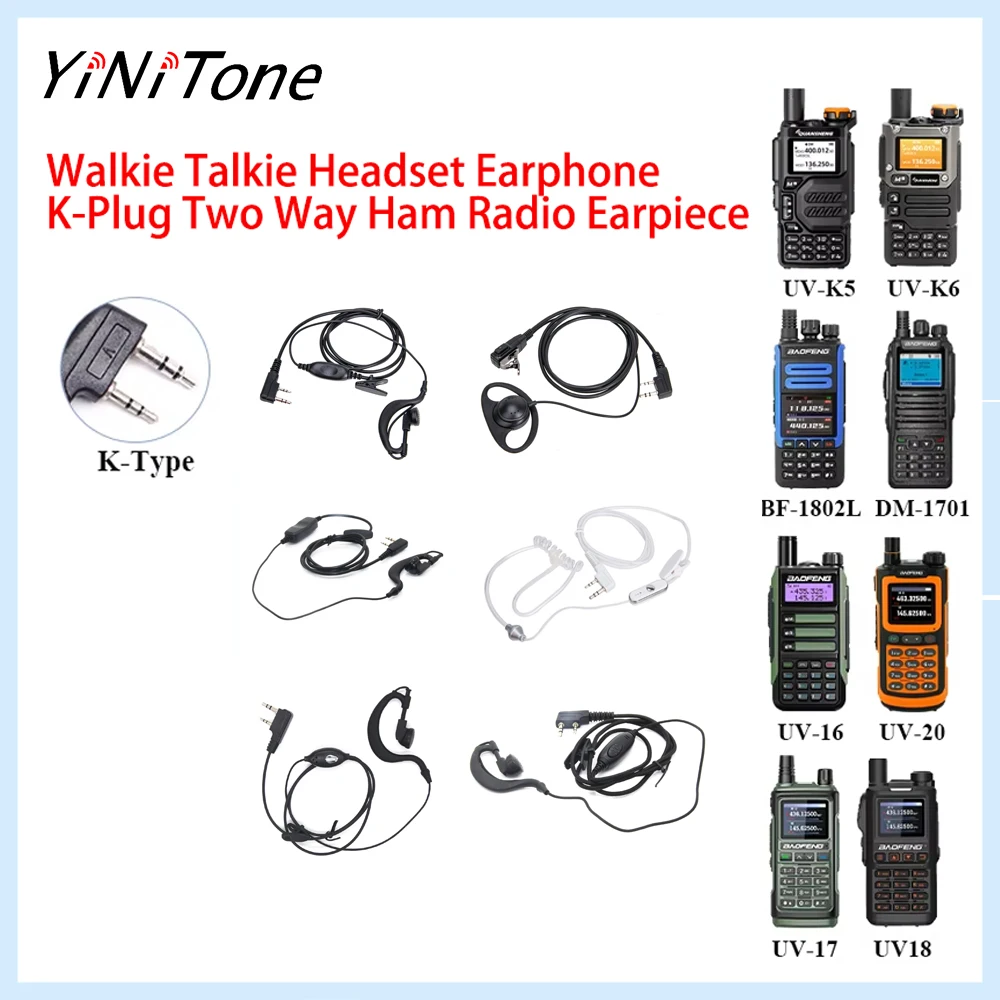 

In-Ear Headset with Mic for Quansheng UV-K5 UV-K6 - Also Fits Baofeng UV-5R BF-888S, Secure Fit, Clear Audio