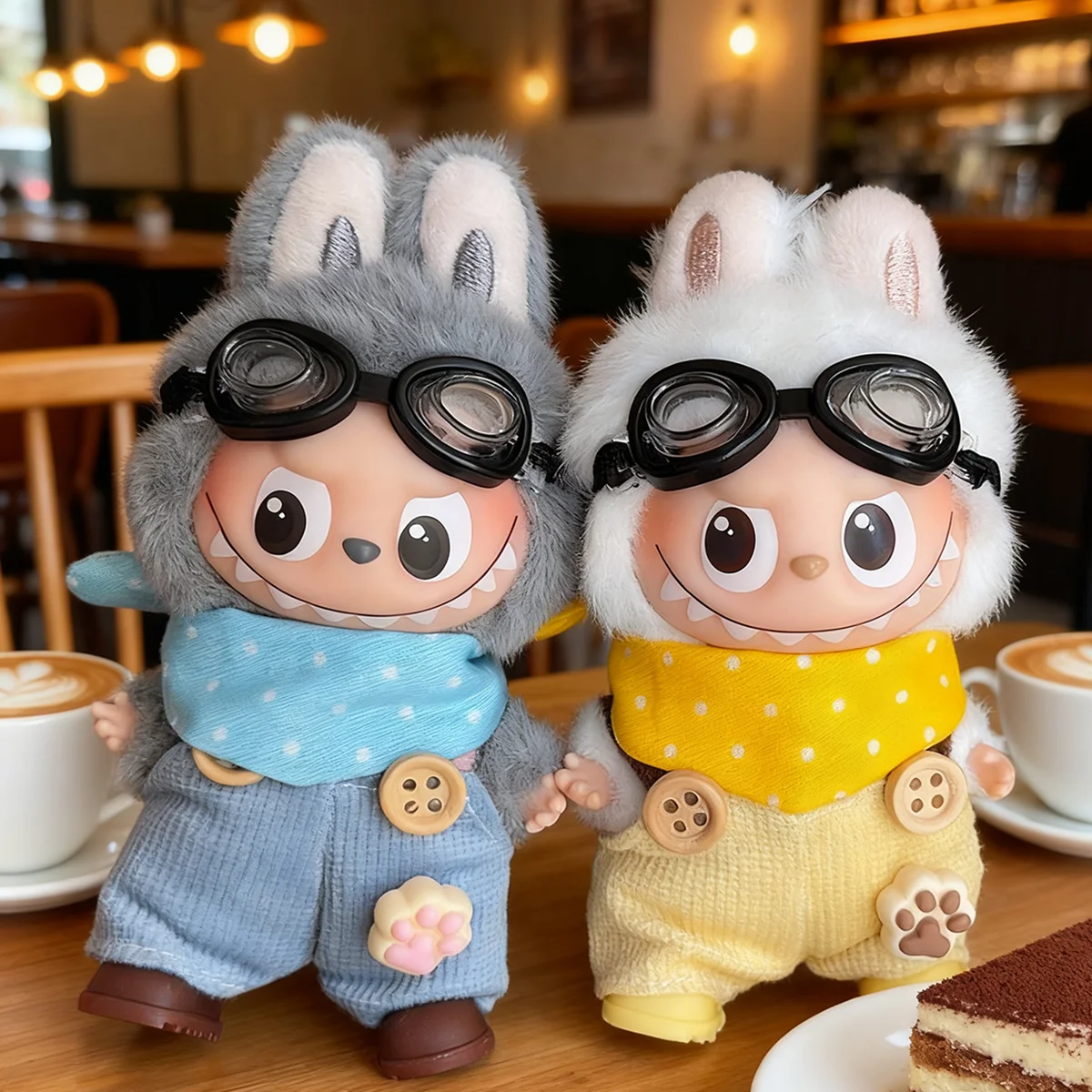 [No Doll] Plush Doll's Clothes for Mini Labubu 4.0 Pin For Love Series Cute Overalls Bib Set DIY Accessories Gifts