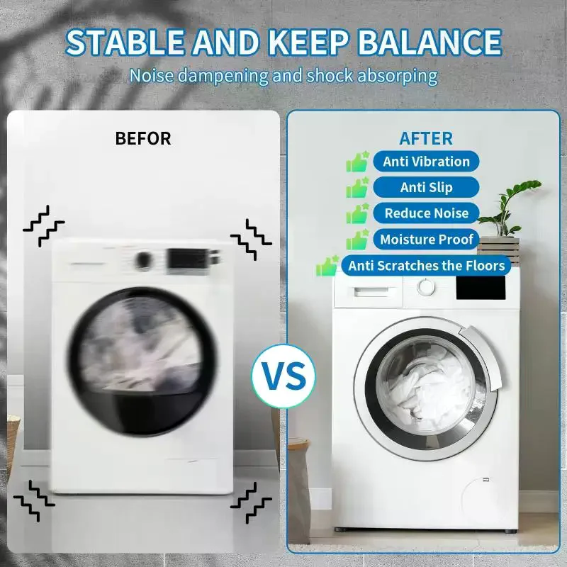 1/4Pcs Washing Machine Rubber Foot Mat New Suctions Universal Anti Vibration Feet Pads Silent Refrigerator Foot Pad Lifting Base