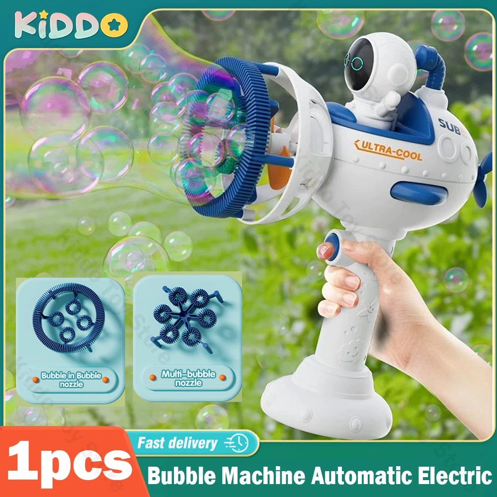 Bubble Machine Automatic 2024 New Party Games Fully Electric Bubble Gun Astronaut Summer Outdoor Party Toys for Birthday Gift