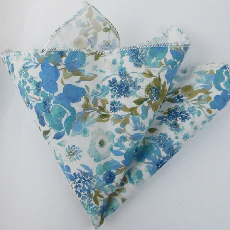 المألوف الرجال الأزهار زهرة القطن منديل جميل 25 سنتيمتر الأخضر الأزرق المطبوعة وشاح قميص اليومية دعوى اكسسوارات الزفاف