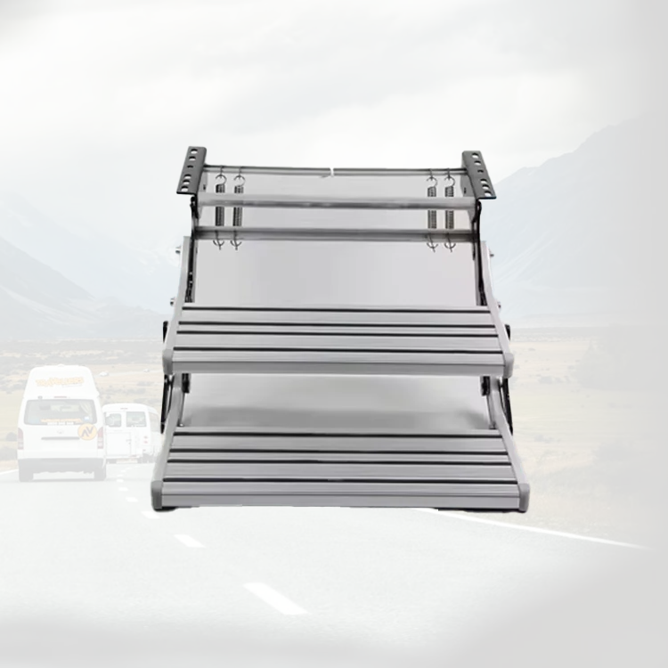 

China Made RV Double Manual Step with High Tensile Aluminum Alloy and Carbon Steel Connect with Car Body Anti-slip Rubber Strips