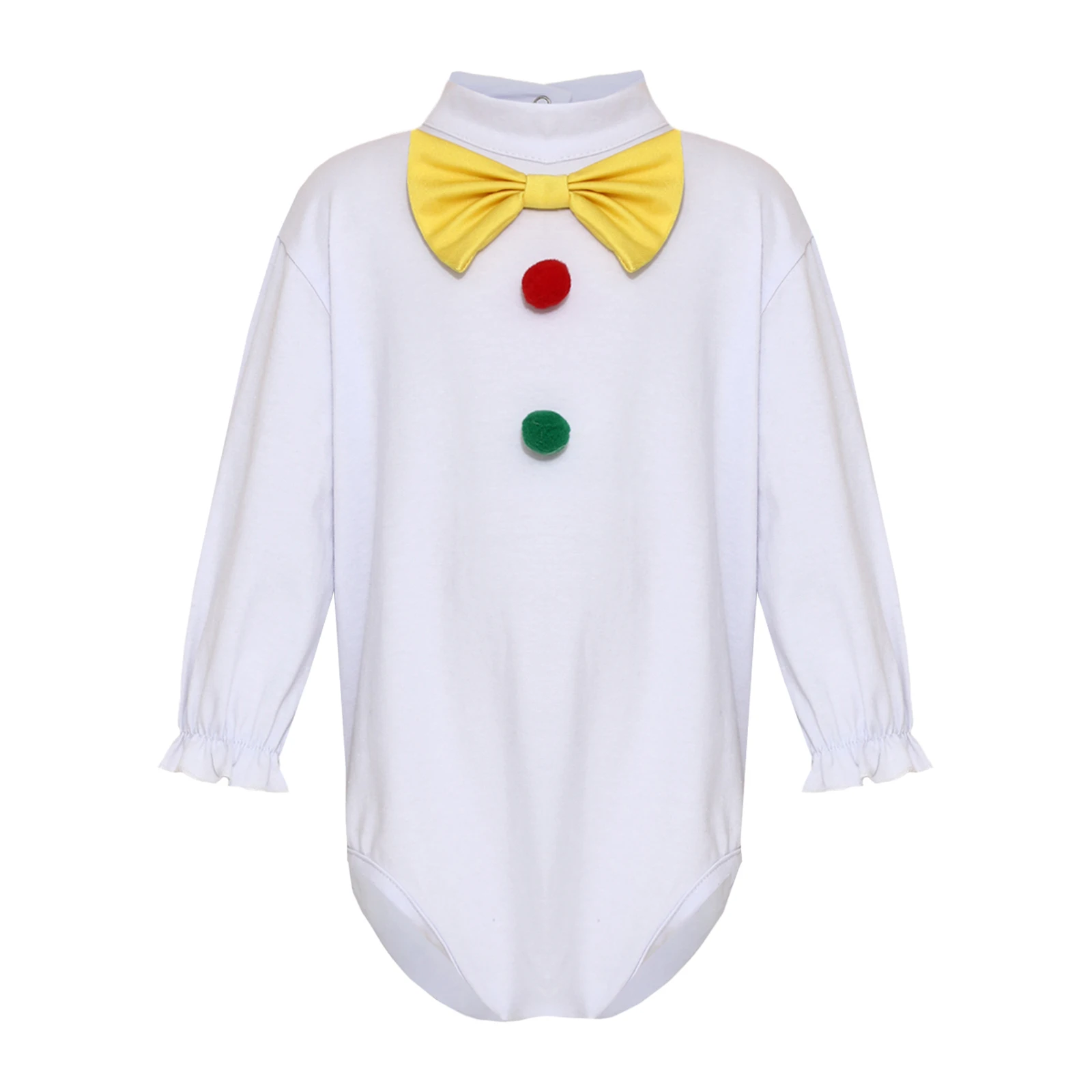 Girls Boys Roleplay Clown Clothing Outfit Costume Fancy Dress Circus Costume Pompom Rompers + Colorful Suspenders Shorts view 2