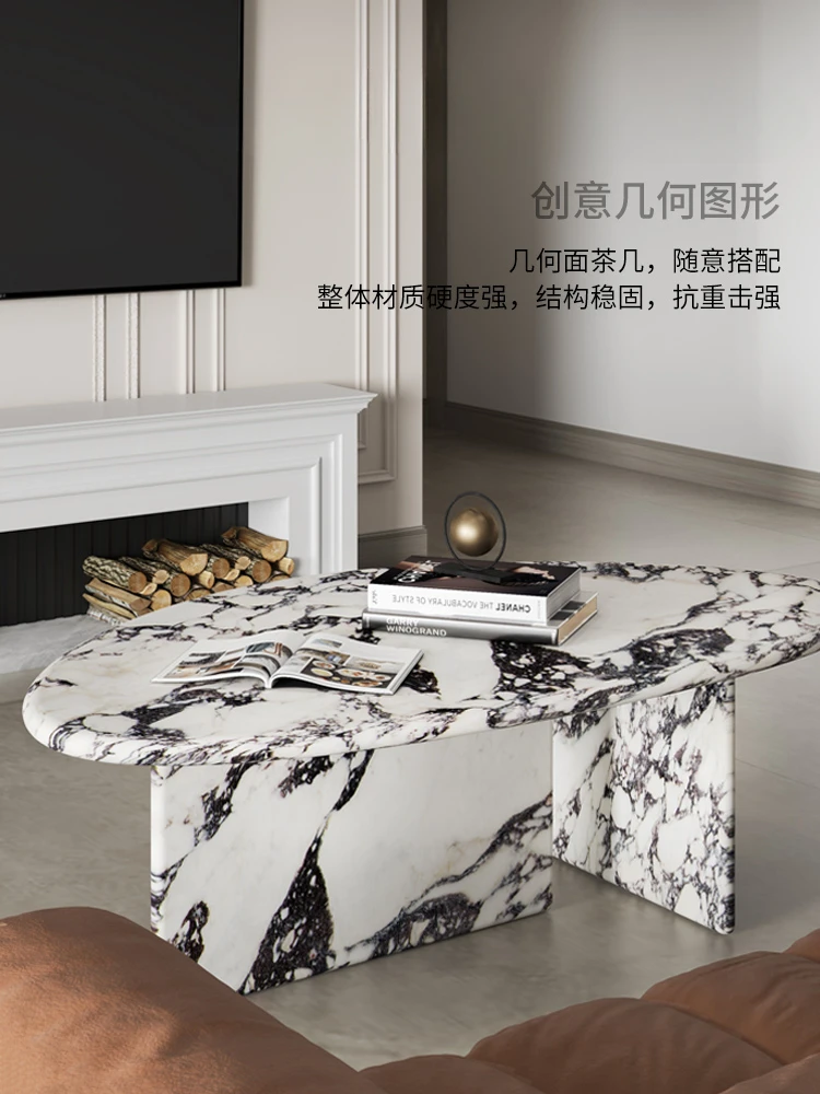 

French style creativity for marble shaped coffee table, living room, household small apartment