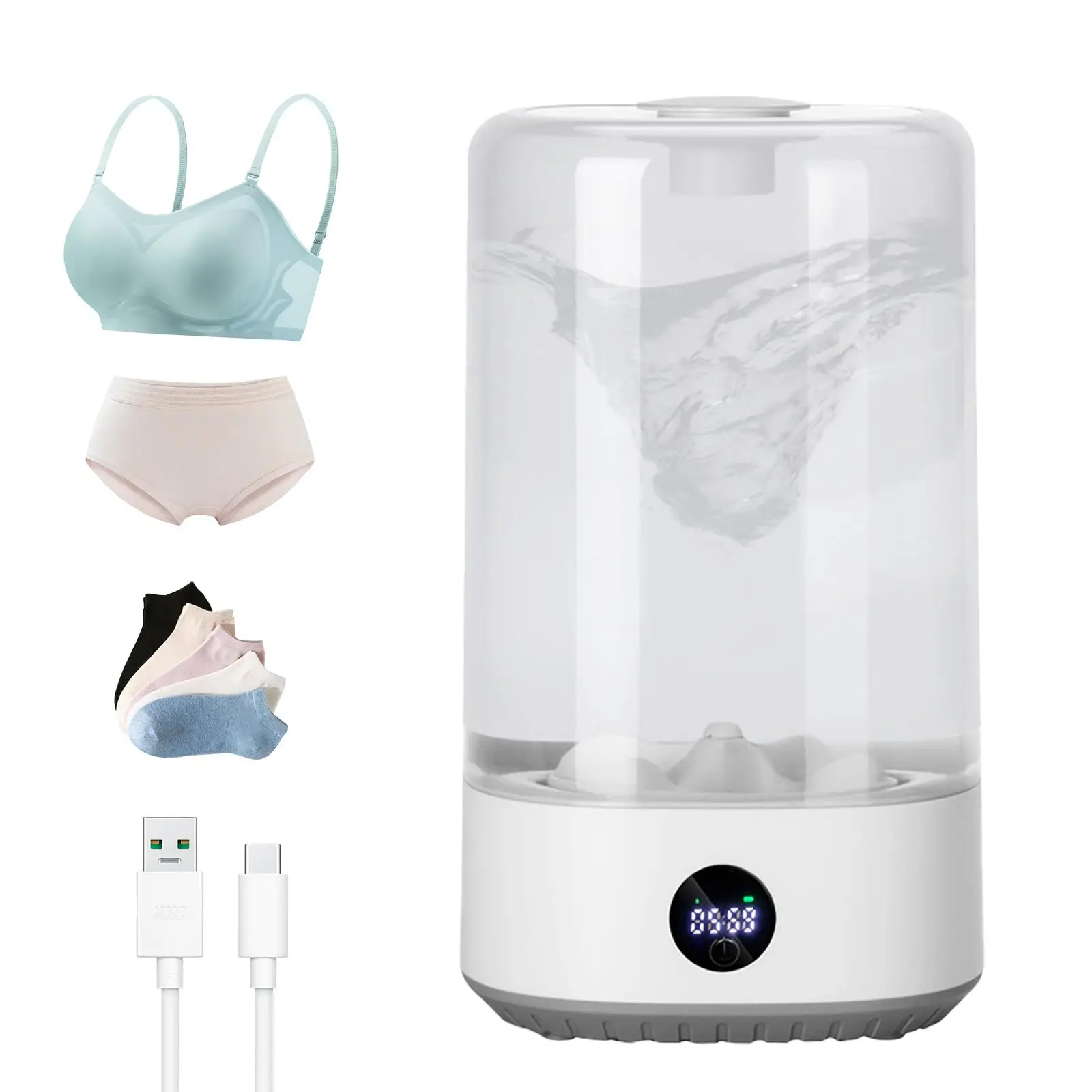 

Mini Portable Washing Machine, 6-Liter Capacity, Capable of Cleaning Underwear, Compact Wireless Charging Washing Machine