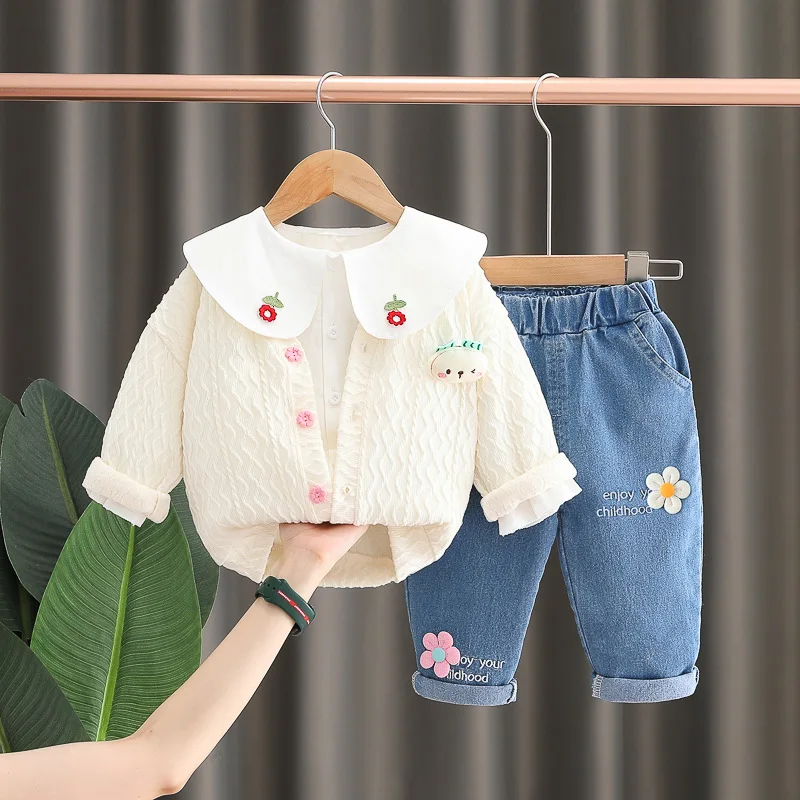 New Spring Autumn Baby Clothes Suit Children Girls Fashion Jacket Shirt Pants 3Pcs/Sets Toddler Sports Costume Kids Tracksuits