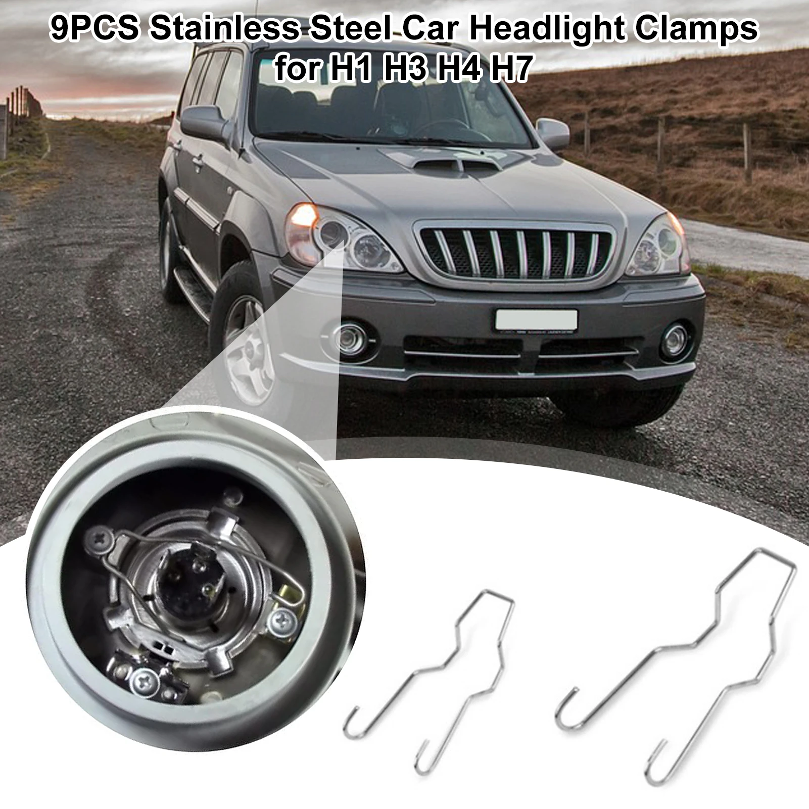 

Bulb Retaining Spring Clips Headlight Retaining Clips Stainless Steel Car Headlight Clamps for H1 H3 H4 H7 headlight clips