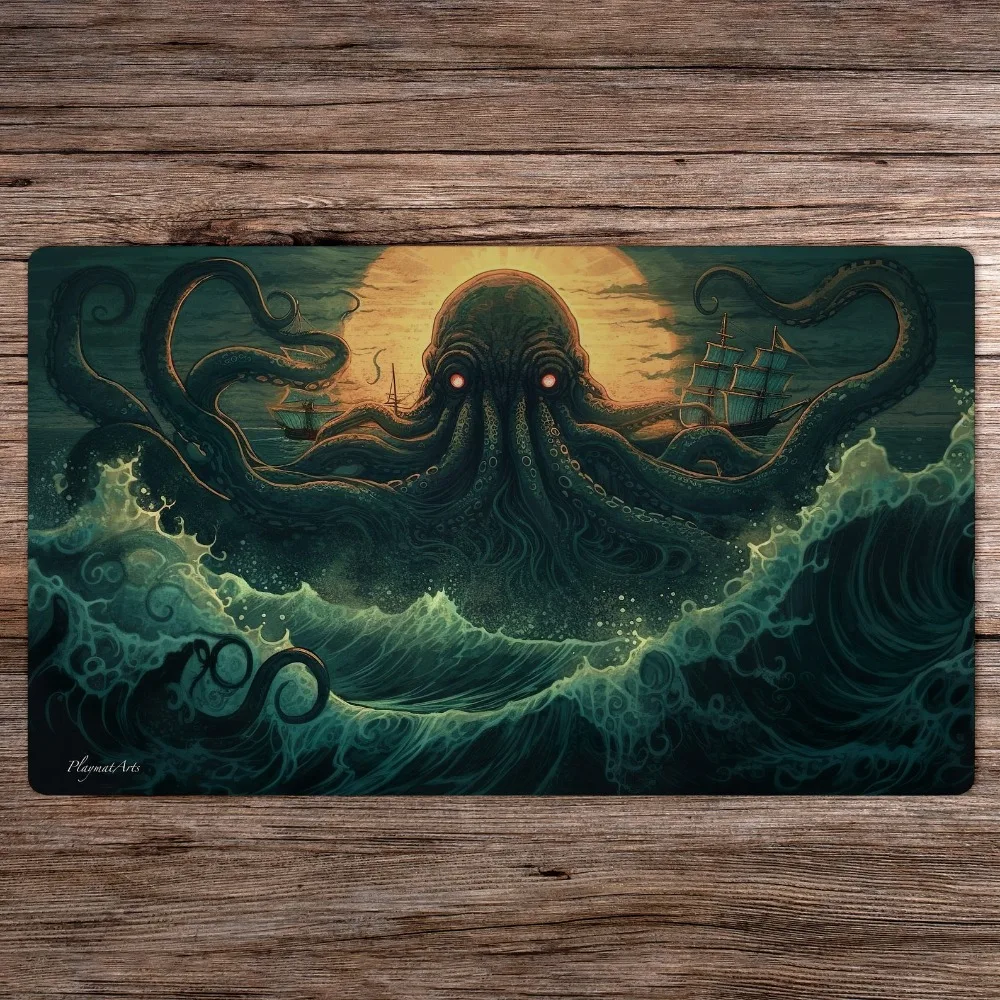 Cthulhu Rising Playmat Board Game Mat for TCG Mousepad Profissional Teclado Mecânico Escritorio Accesorios