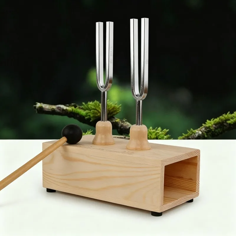 432/528Hz Tuning Fork Set Steel Alloy Sound Healing Tuning Fork with Wooden Resonance Box Meditation Percussion Instruments