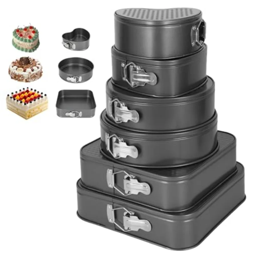 

6Pcs Springform Cake Pan Set Of 7 7.8 8.6 9 10 11inch Moldes Para Pasteles Non-Stick Spring Pans Heart Cake Pan Round Nonstick