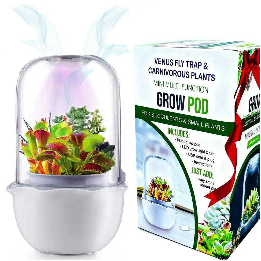 

Venus Fly Trap Terrarium Pot with TimerampFan,Plant Terrarium Kit with Grow Light for Carnivorous,Butterwort, Venus Flytrap,Birt