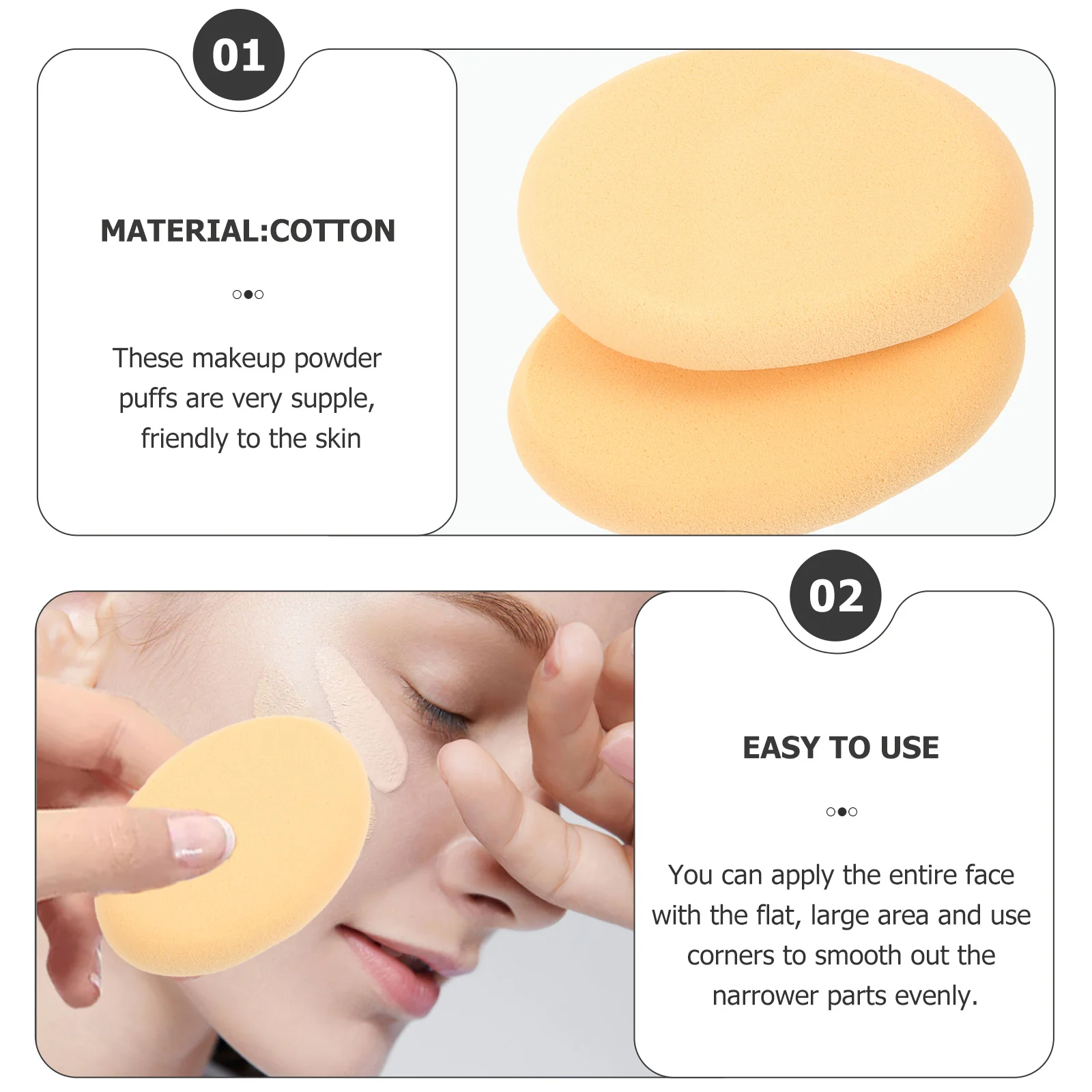 5Pcs Cream Powder Puff Oval Makeup Supple Makeup Tool for Loose Powder Foundation Simple Puff