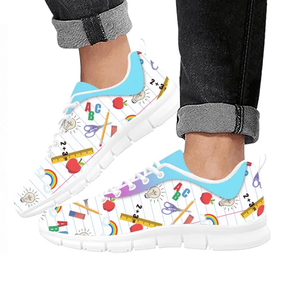 INSTANTARTS Custom Personalized Sneakers 2023 Comfortable Walking Flats Cartoon Teacher Pattern Tennis Shoes For Teacher Gifts