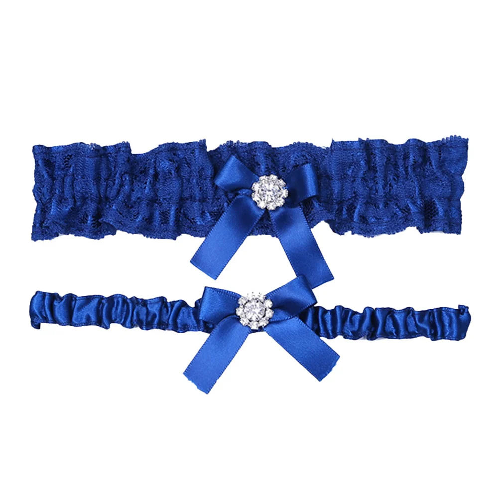 1Set Blue Bowknot Lace Garters Bridal Wedding Leg Decoration High Quality Cloth Exquisite Elegant Women Garter
