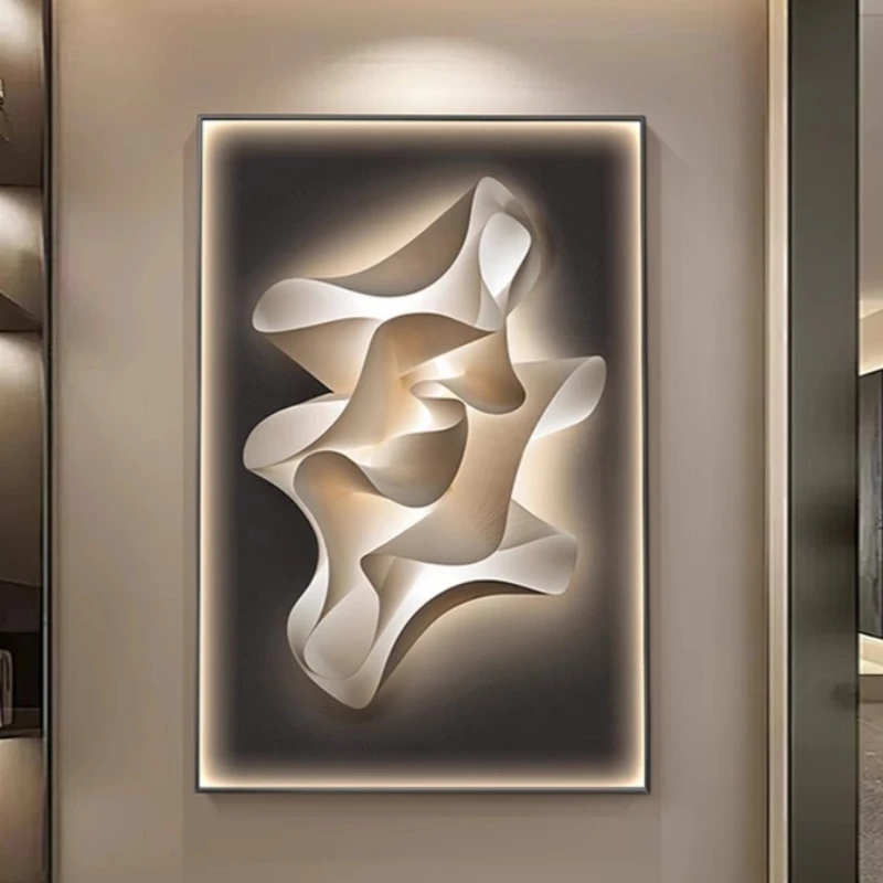 Modern Luxury LED Wall Lamp Crystal Porcelain Corridor Living Room Decoration Abstract Hanging Painting Indoor Home  Mural Light