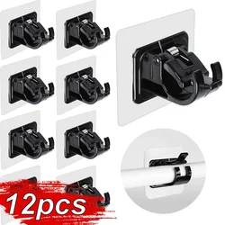 12/2pcs No Drill Curtain Rod Brackets Self-Adhesive Curtain Rod Holder Hook Adjustable Wall Curtain Fixed Clip Hanging Rack