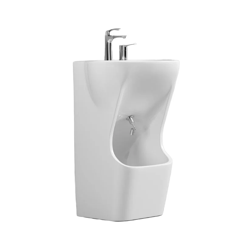 Ceramic foot wash basin White integrated detached bathroom sink