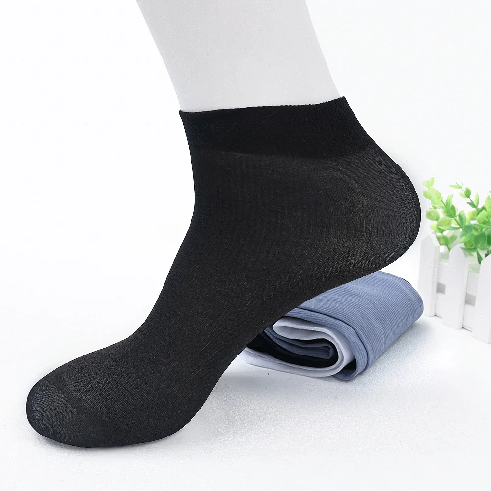 10Pairs Men‘s Ultra-thin Long Socks Summer Breathable Bamboo Fiber Socks Silk Sports Antibacterial Business Ankle Sox