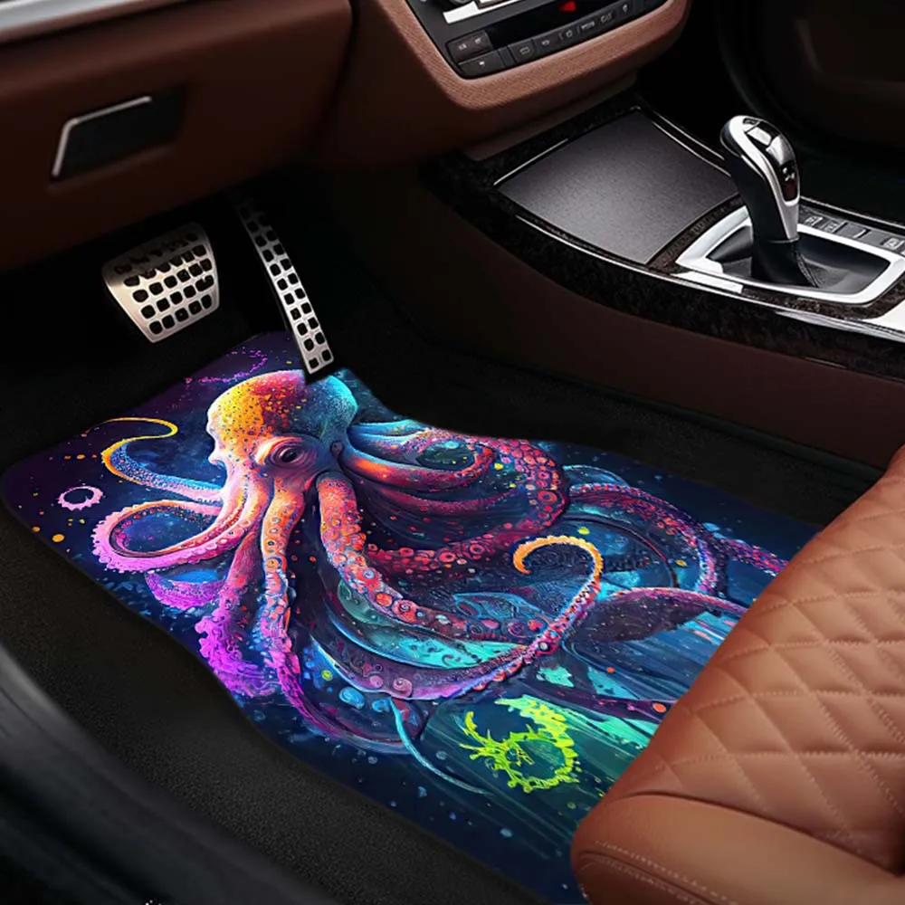 1pc/2pcs/4pcs Multi-purpose Car Floor Mats Colorful Octopus Luxury Universal Front And Rear Seat Mats Car Floor Mats Anti-slip D