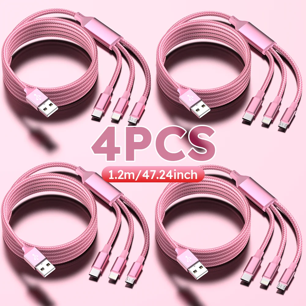cabo-de-carregamento-usb-3-em-1-trancado-de-nylon-de-12-m-4-pes-【certificacao-mfi】-para-iphone-samsung-huawei-xiaomi-multi-portas-multiplas