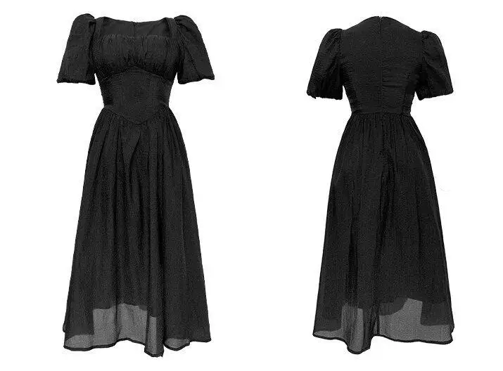 Robe d'été à manches bouffantes pour femmes, jupe longue, tempérament, doux, forêt, mince, nouveau style