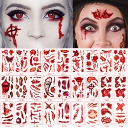 Day of the Dead Halloween Scar Tattoos Stickers Temporary Bloodstain Wound Costume Festival Celebration Make Up  Arm Face Tattoo