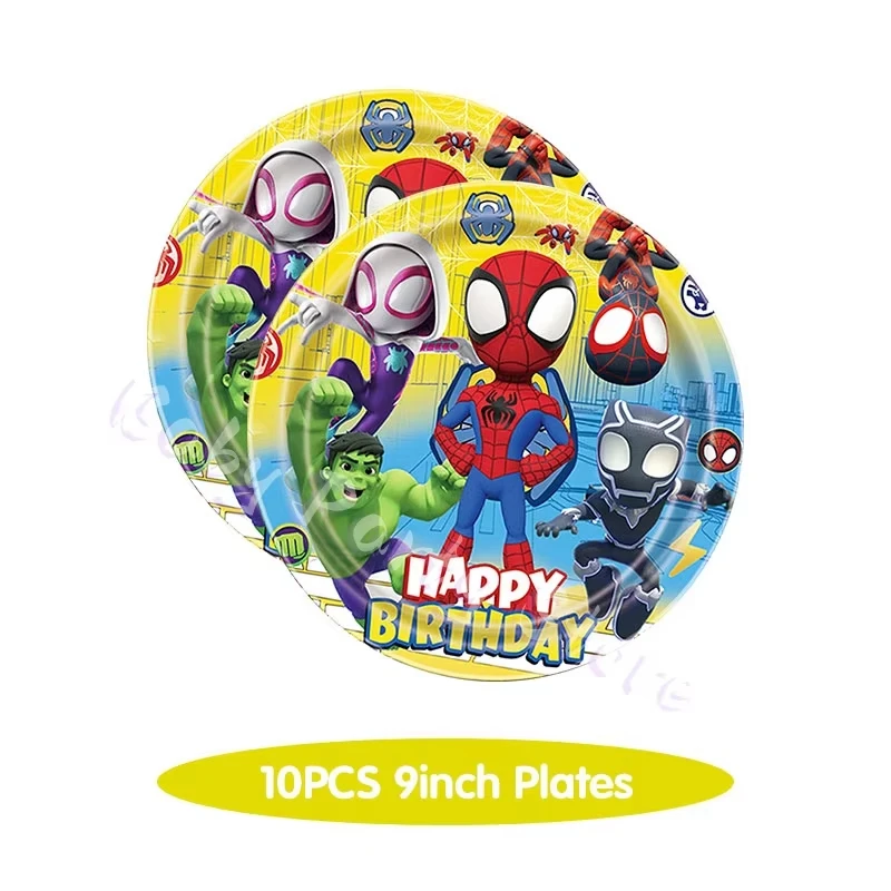 Spidey And His Amazing Friends Birthday Decorations Tableware Kit Plates Cups Backdrop Balloons borthday Party Supplies gifts view 2