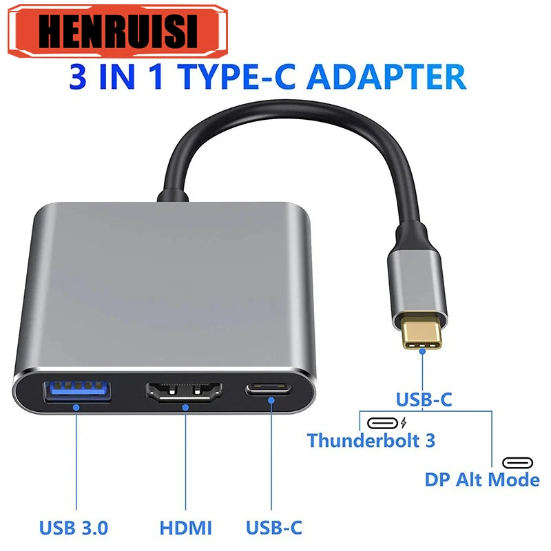 4K Type C To HDMI-Compatible Adapter USB 3.0 Hub Type C Charging Splitter Converter For MacBook Air Pro Samsung S23 Ultra Huawei