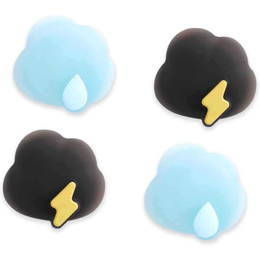 GeekShare Weather Mood Silicone Joystick Caps Compatible with Nintendo Switch/OLED/Lite, Lightning Rain Cloud Design , 4PCS