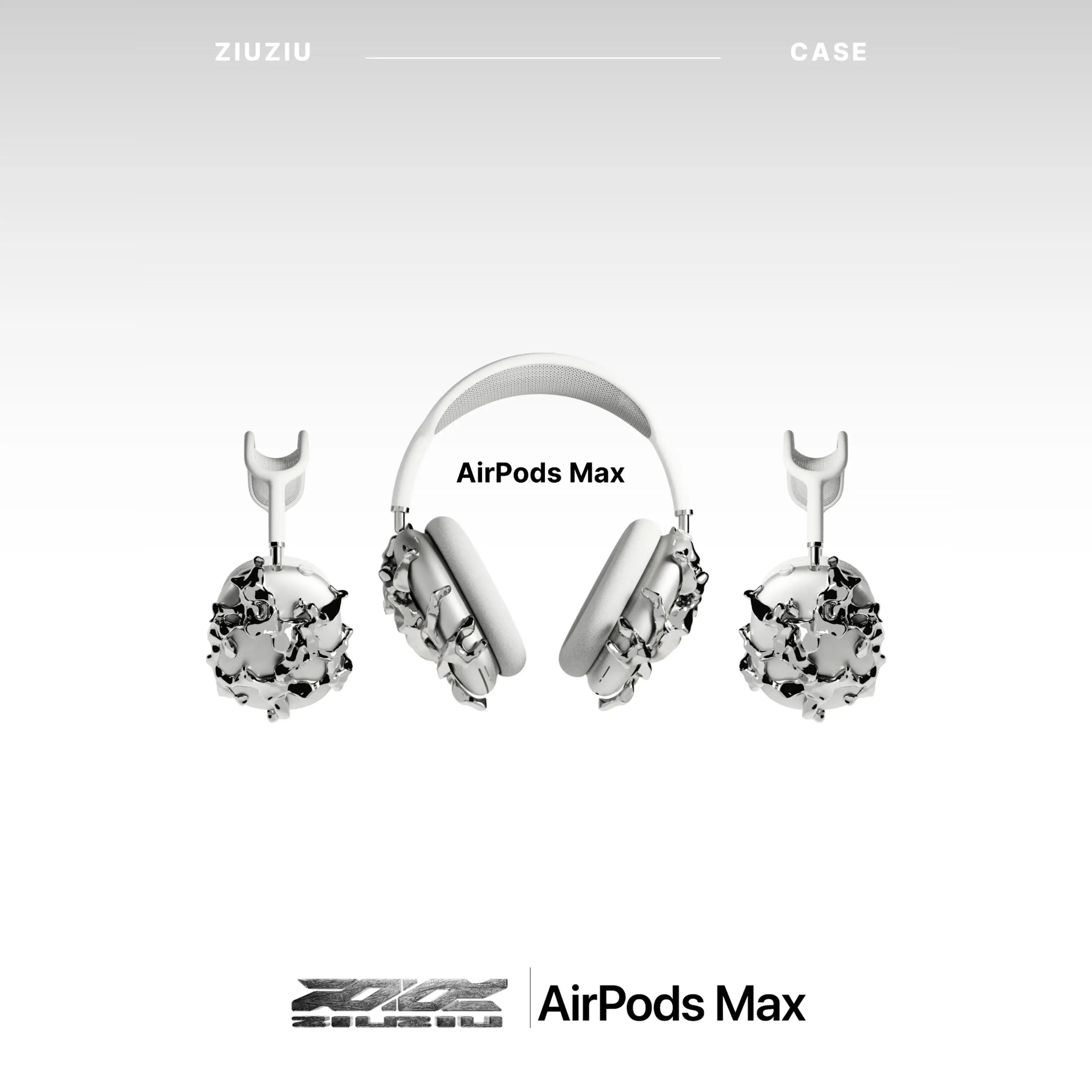 AirPods Max Earphone Protective Case Silver 3D Printing Resin Customized Earphone Decorative Case for AirPods Max Earphones Y2k