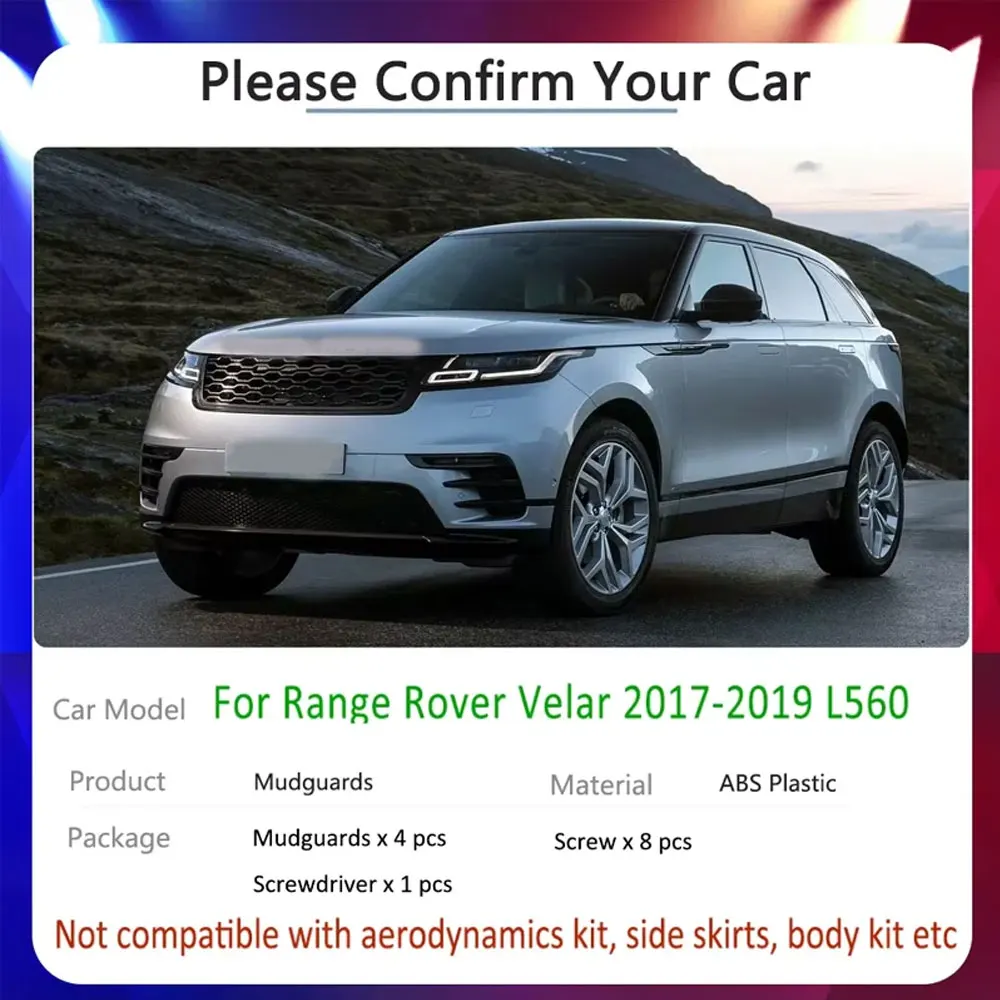 For Range Rover Velar L560 2017 2018 2019 Car Mud-Flap Fender Mudguards Mudflaps Splash Guards Flaps Auto Accessories Stickers