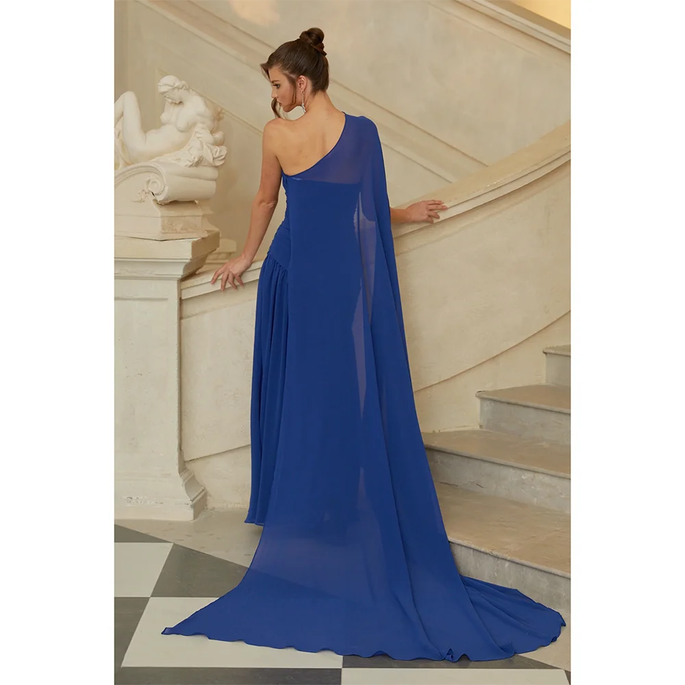 Simple Evening Dresses One Shoulder Long Sleeves Evening Gowns Elegant Formal Occasion Ankle Length Prom Dresses Customized