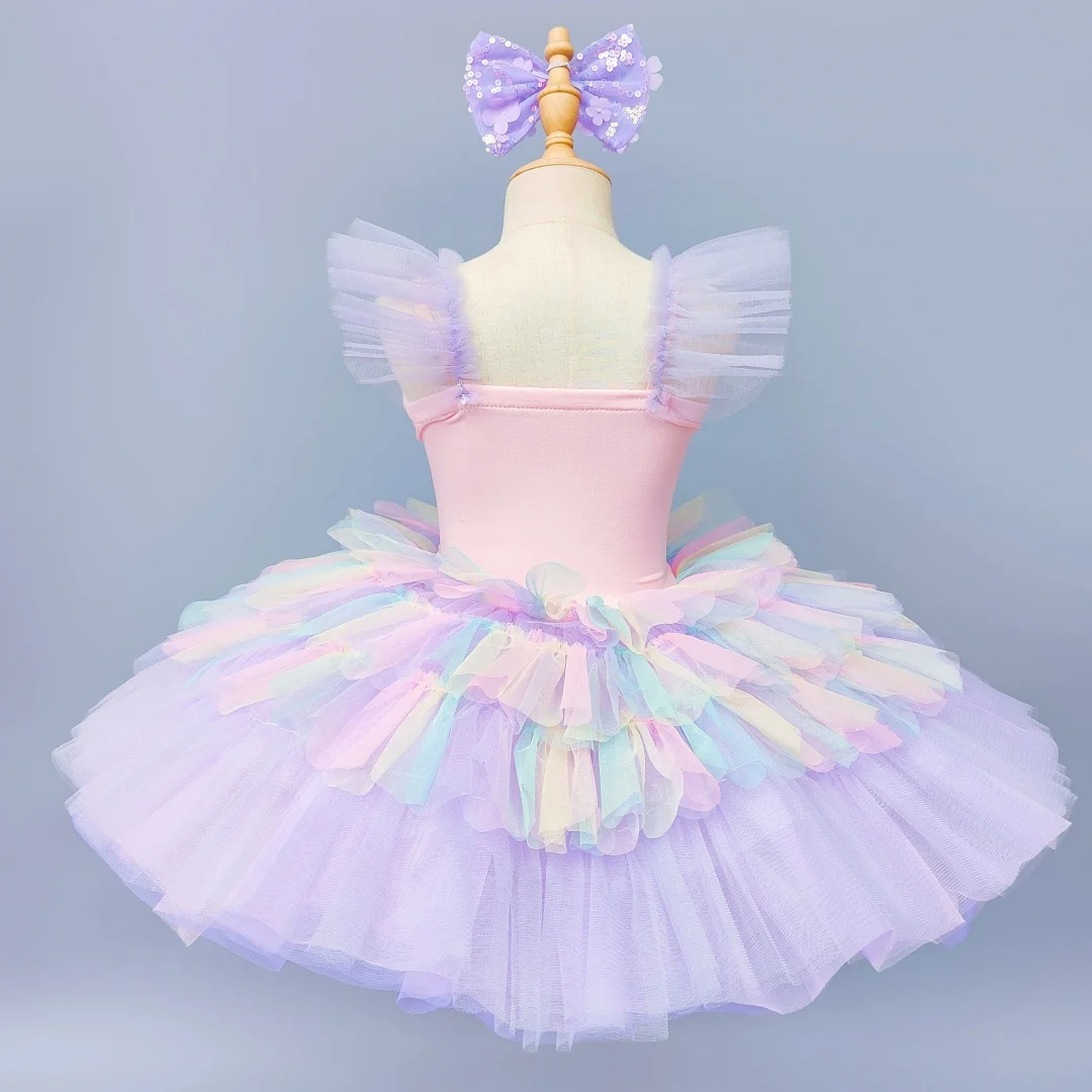 الأرجواني مطرزة الباليه توتو فستان الفتيات ملابس الرقص فستان راقصة الباليه المهنية الاطفال الحديثة الرقص حفلة الباليه زي الفتيات #2