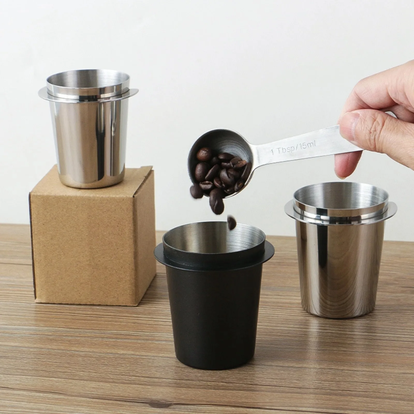 Tazza dosatrice per caffè tazza da annusare per macchina da caffè tazza dosatrice per caffè in acciaio inossidabile resistente all\'usura Drop