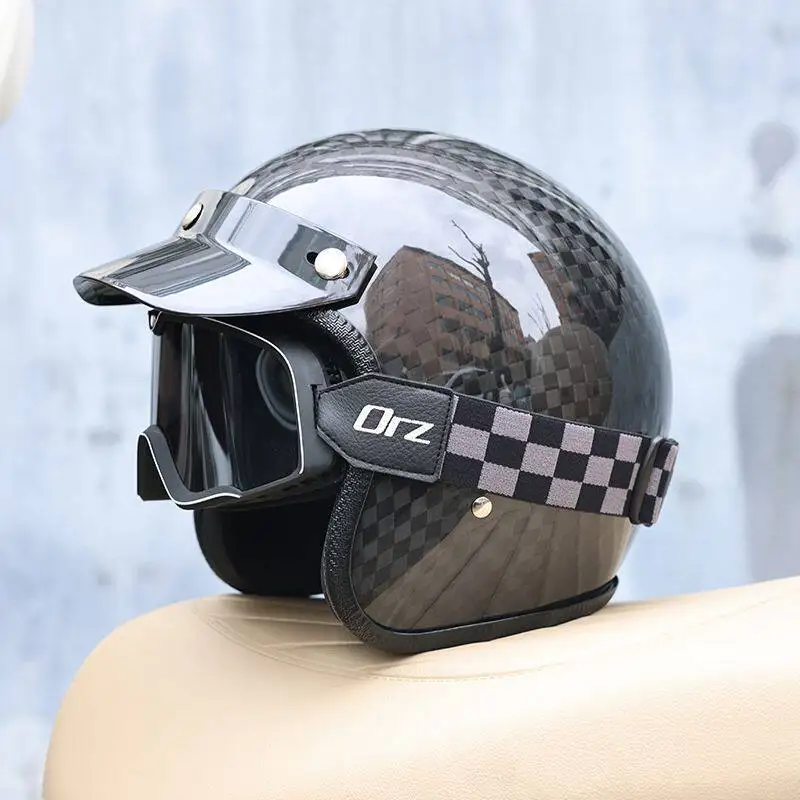 Casco de Motocicleta Vintage d - Carbon Fiber Lightweight Motorcycle Helmet reseña y precio
