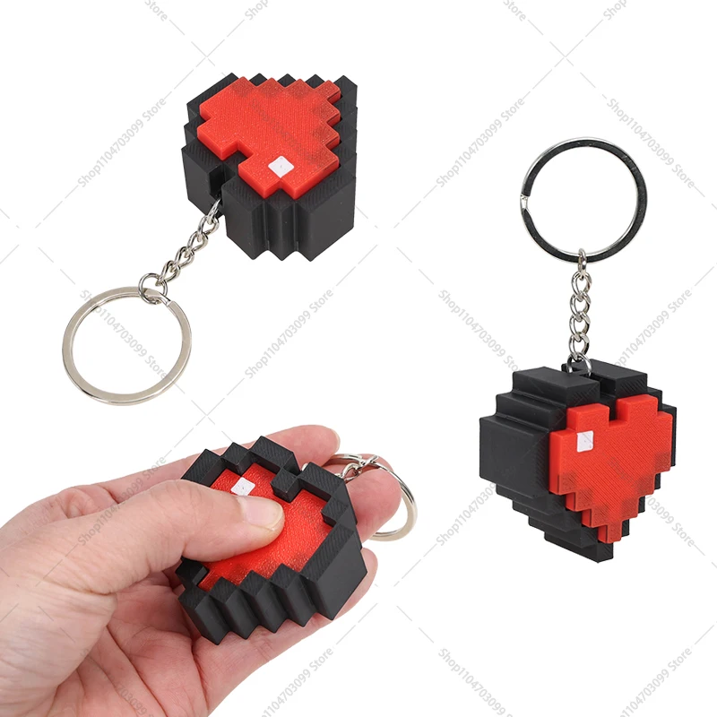 Llavero con botón de corazón impreso en 3D, colgante, modelo, colgante, regalo decorativo de descompresión