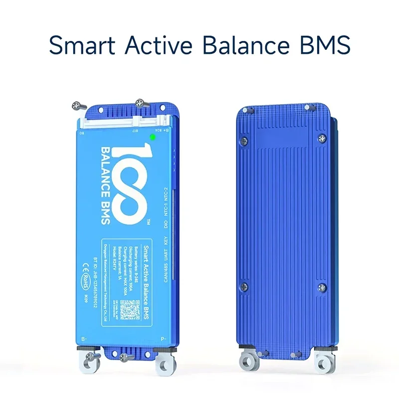 JBD Smart BMS Active Balance 4-24S 40-200A 12V-96V Scheda di protezione della batteria al litio BT UART RS485 CAN LiFePo4 Ventola di raffreddamento agli ioni di litio