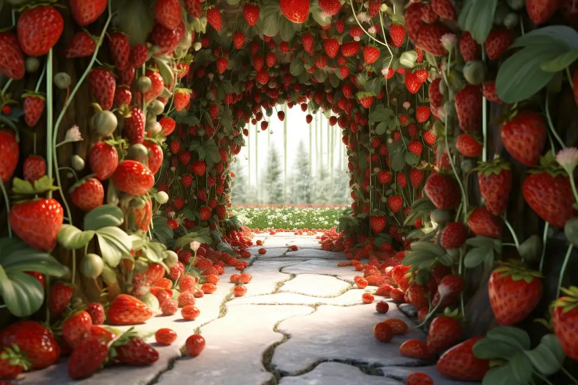 

Johnson Strawberry Fairy tale Fruit Arch Door backdrops High quality computer print scenic Photography Studio Backgrounds