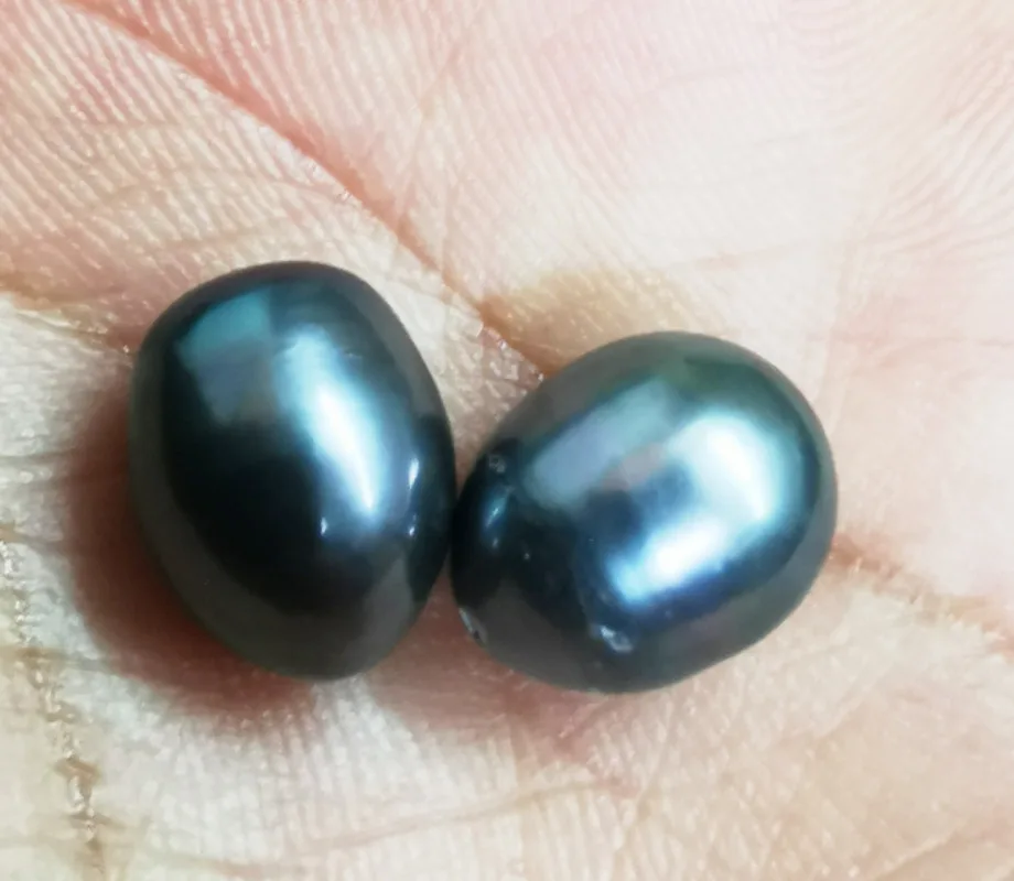 Pair of  7x9mm Natural South Sea Genuine Drop Loose Pearl Half Drilled 13669 Jewelry