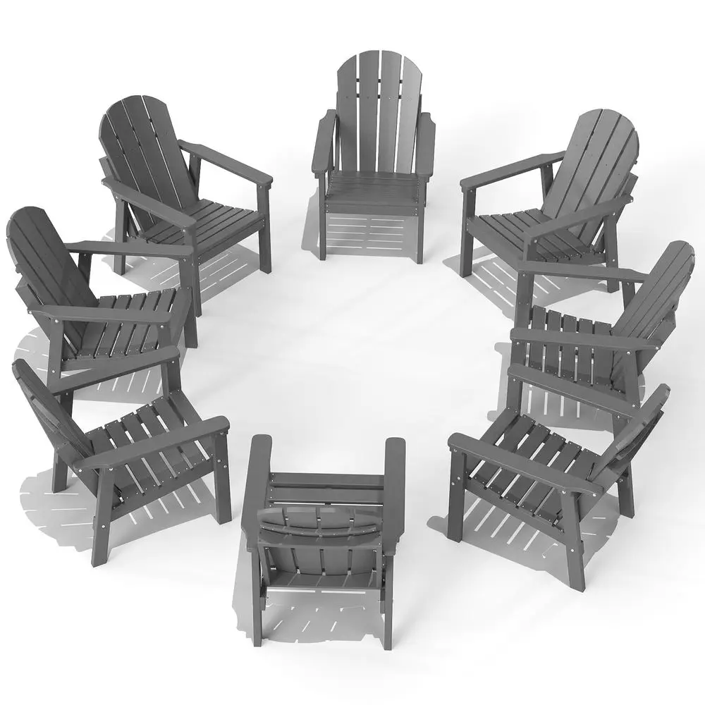 

Chair Set of 8, All Weather HDPE Fire Pit Chairs, Oversized Plastic Adirondack Chair for Outdoor, Balcony, Deck, Backyard, Pati