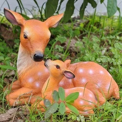 1 Set Resin Deer Figurine For Garden, Lifelike Fawn And Doe Sculpture, Outdoor Lawn Ornament, Durable Yard Statue Decor