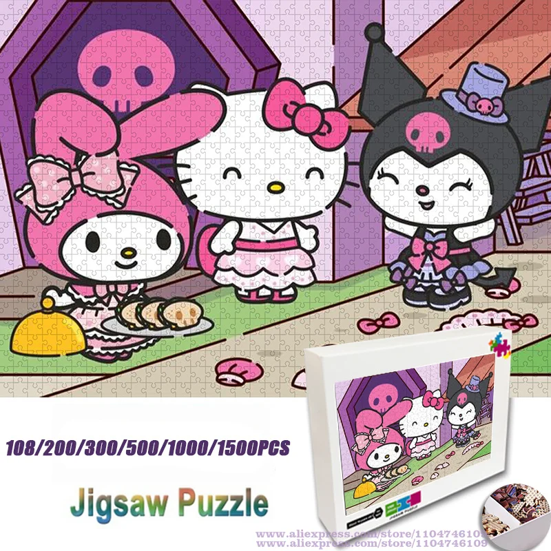 

Sanrio My Melody Hello Kitty Kuromi Puzzle Jigsaw Cartoon Anime 108/200/300/500/1000/1500Pcs Intelligence Puzzles for Kids