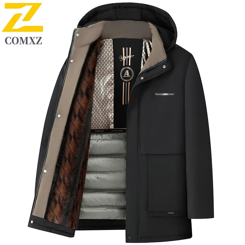 

COMXZ Минималистичная стеганая куртка Normcore с капюшоном, однотонная брендовая рабочая зимняя куртка, лыжная ветрозащитная мужская хлопковая стеганая куртка