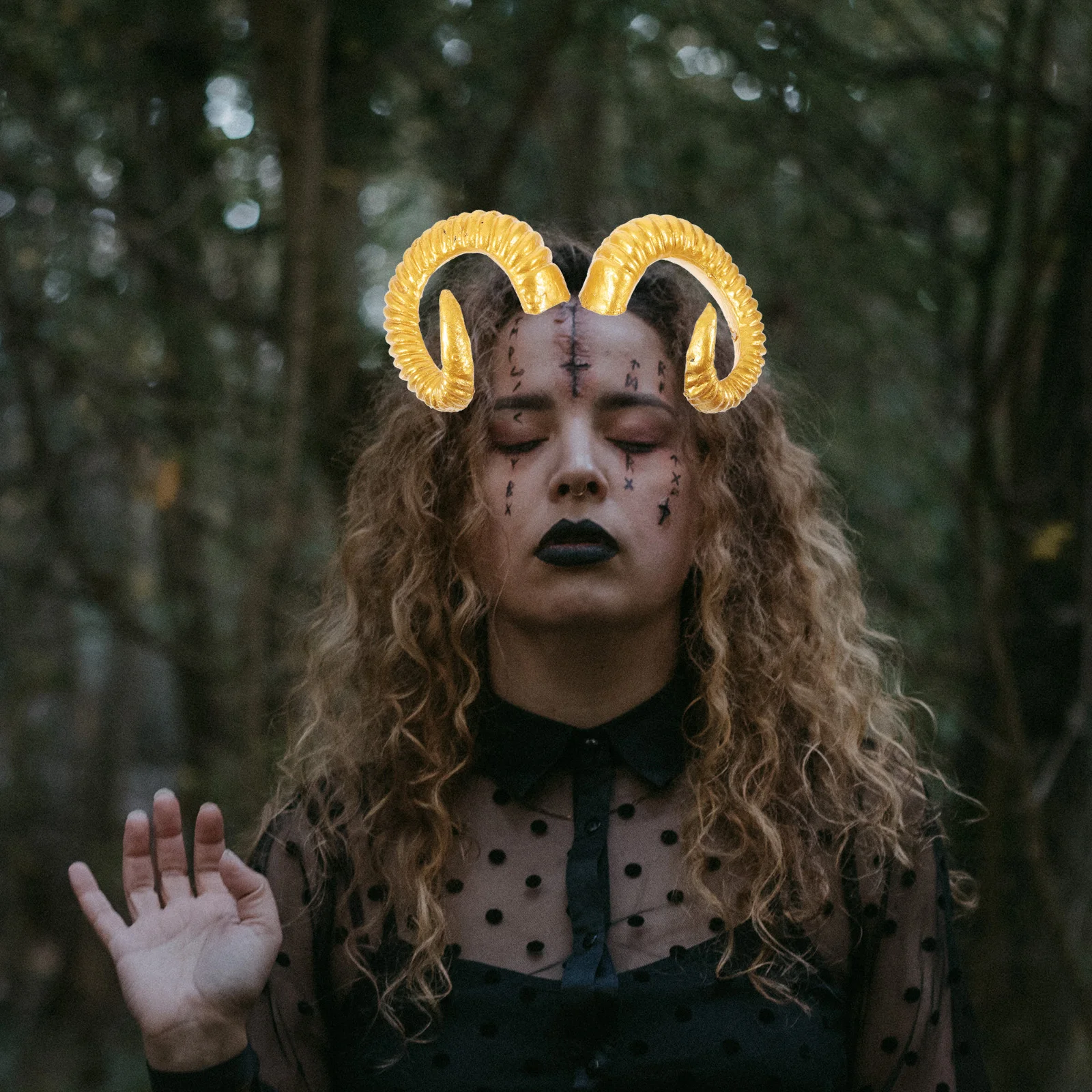 

Golden Horn Headdress Sheep Headband Halloween Artificial Horns Headbands Costume Antlers