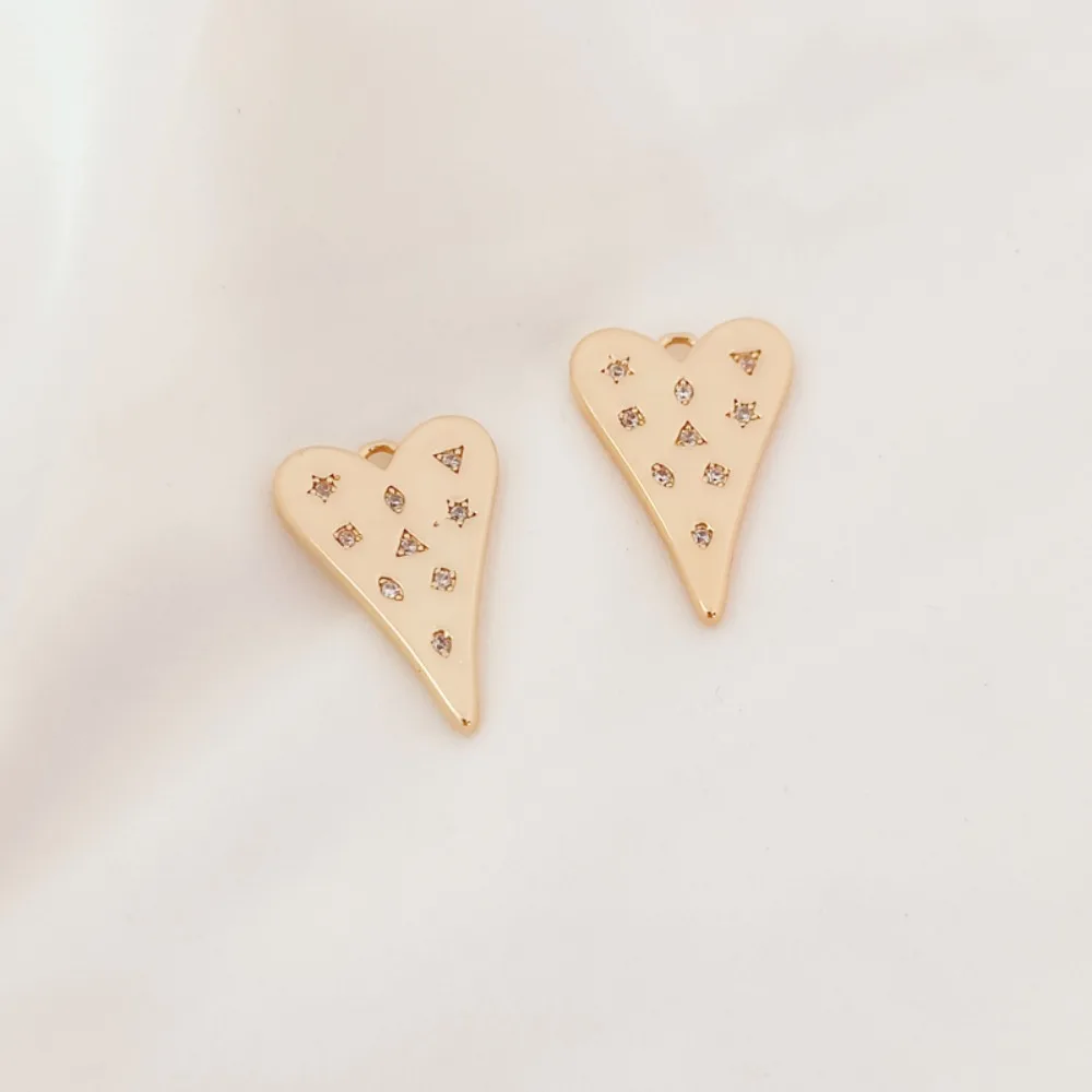 

14-каратное медное покрытие из настоящего золота и комплект с цирконом, длинной подвеской в форме сердца, элегантными серьгами и подвеской, аксессуаром «сделай сам»