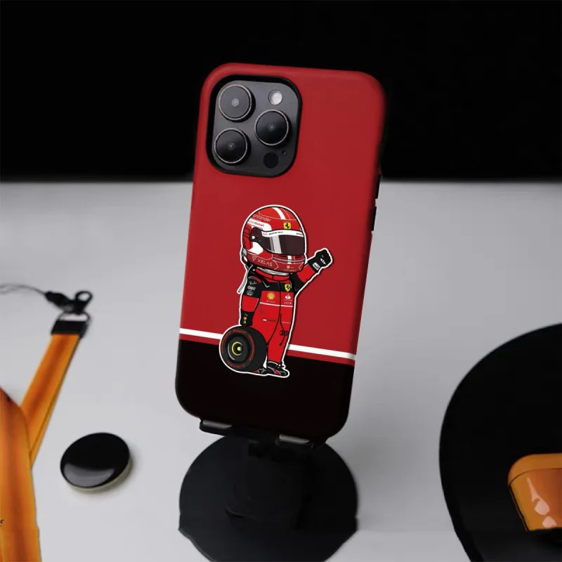 حافظة هاتف F1 No.11 لهاتف iPhone16ProMax 15 14 14 12mini 7Plus XR 2in1 حافظة لامعة قوية