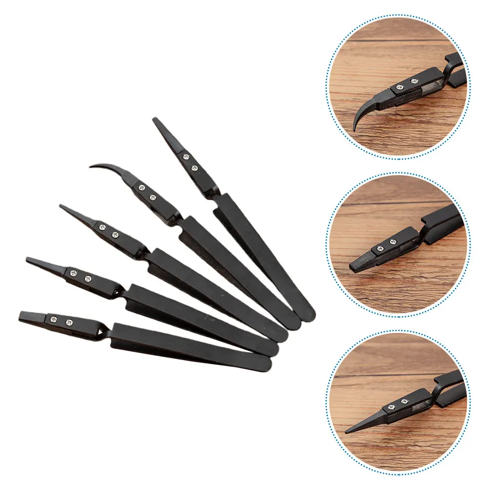 

Electronic Tweezers Precision Heat Resistant Insulation Curved Plastic Tip for Crafting Professional Stainless Steel Hand Tools