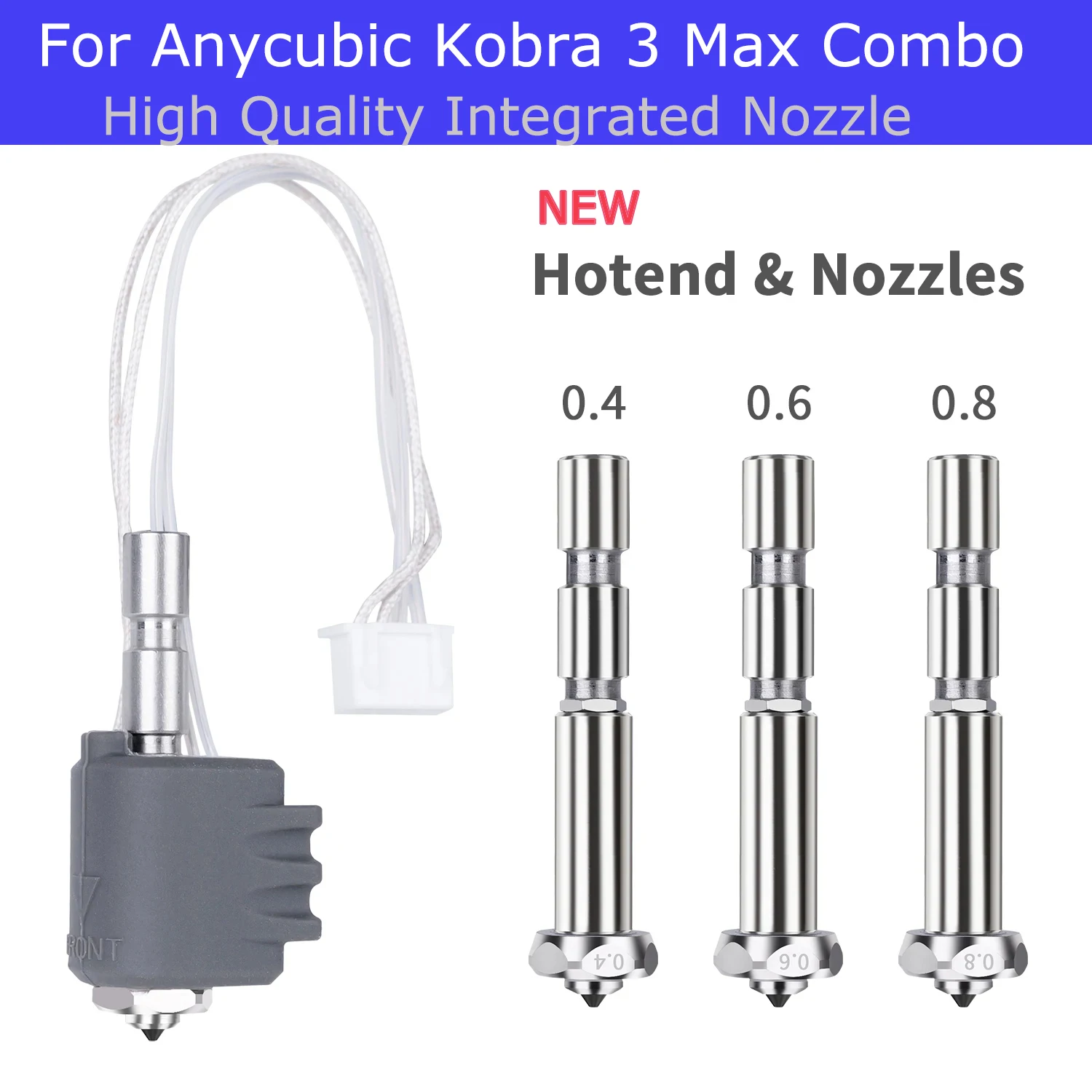 For Anycubic Kobra 3 Max Hotend 0.4 0.6 0.8mm hotend For Kobra 3 Max Combo Quick-Swap Integrated Hardened Steel Nozzle