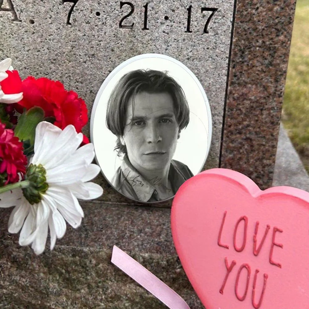2D Flat Not 3D 1pc Custom Photo Memorial Headstone Tile Personalized Grave Marker with Oval Design Pet Memorial Decor